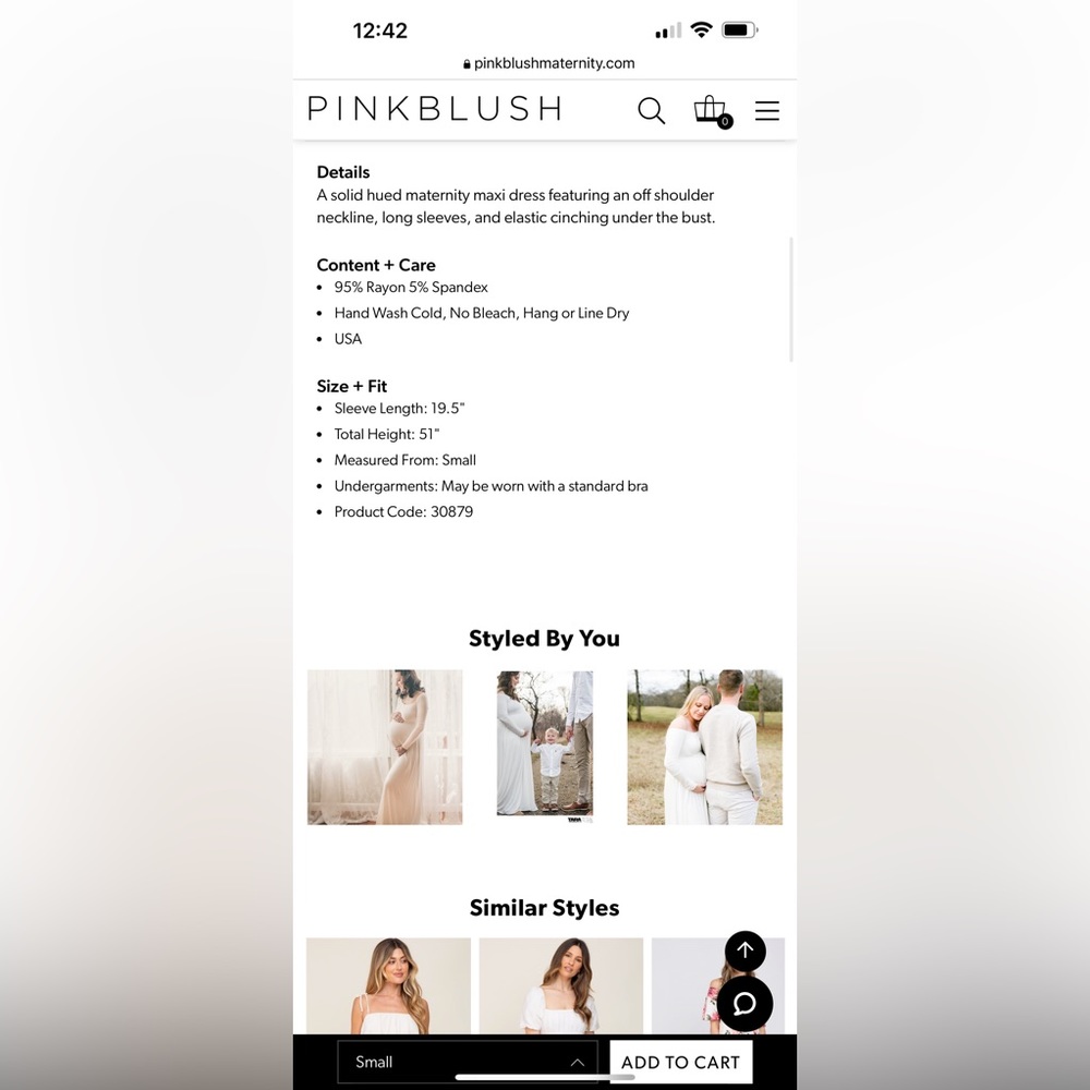 Pinkblush Ivory Solid Off Shoulder Maternity Maxi… - image 2